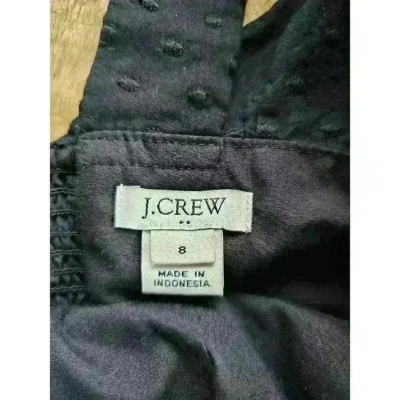 J Crew Eyelet Ruffle Midi Dress Womens 8 Black Square Neck Sleeveless Lined - Picture 2 of 5